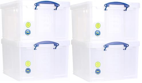 Really Useful Plastic Storage Box 42 Litre CLEAR Pack of 4