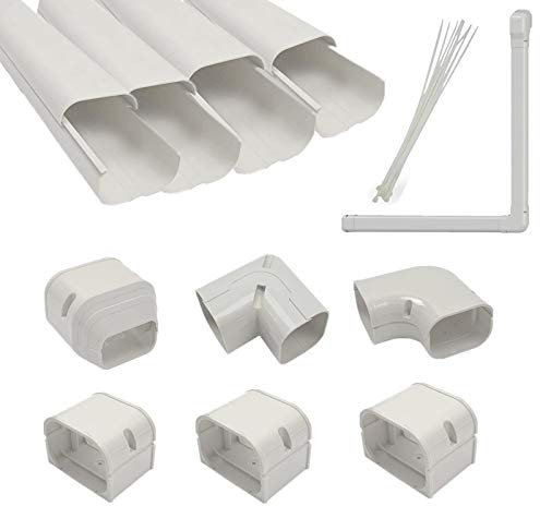 Jeacent 3 W 3 ft PVC AC Line Set Cover Kit Copertura Tubi per Mini Split, Condizionatore Centrale, Pompa di Calore