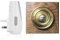 Byron Wireless Plug in Doorbell Kit with Period Style Brass Bell Push on a 110mm Square Jacobean Dark Oak Plinth