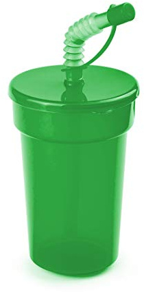 eBuyGB 14oz Tumbler Smoothie Lid & Straw Milkshake Slushie Beaker Water Bottle Travel Cup, Polypropylene, Green