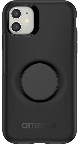 PopSockets Otter + Pop for iPhone 11: OtterBox Symmetry Series Case Phone Grip and Phone Stand, PopGrip, Collapsible, Swappable Top, Black and Aluminum Black