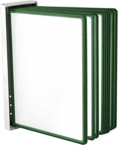 Leviatan Wand-Sichttafelsystem Wandhalterung für Sichttafeln Tafelsystem aus Metall zum Anschrauben an die Wand, Im Lager, in der Werkstatt, im Geschäft, im Labor + 10 grüne Sichttafeln