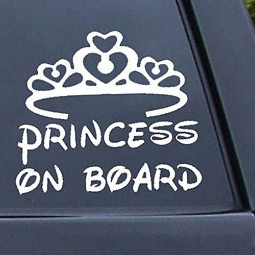 Car Sticker, Lovely Princess on Board Baby Child Window Bumper Crown Car Sign Decal Sticker White