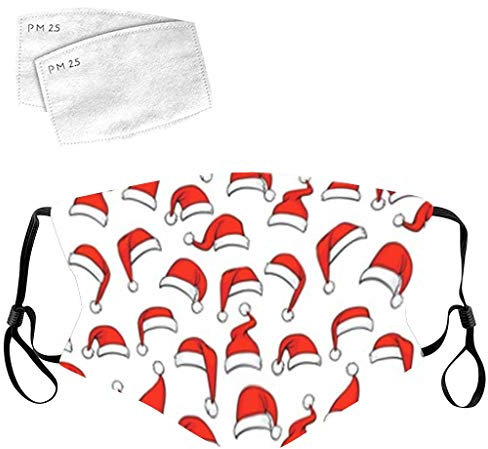 Lulupi Mundschutz Weihnachtsmaske 3D Weihnachten Waschbar Maske Baumwolle Stoff Mund-Nasenschutz mit Filter Atmungsaktiv Stoffmaske Alltagsmaske Weihnachtsmotiv Multifunktionstuch Halstuch