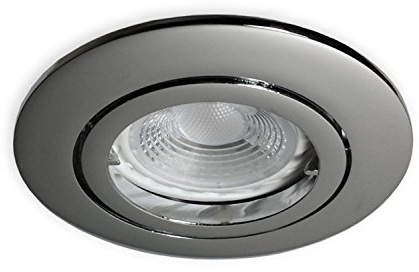 LICHT DISCOUNT Ultra Flacher 230V LED Spot Einbaustrahler chrom glänzend | für 68mm Lochbohrung | GU10 LED Modul 5W warmweiss dimmbar | Geringe Einbautiefe von nur 35 mm