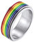 Bandmax LGBT Drehringe für Damen Herren Edelstahl Gay Pride Bandring in Größe 57 7,8mm breit Spinner Ring Männer Frauen Verlobung Hochzeit Ring Schmuck LGBT Accessoire