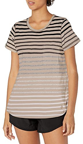 Calvin Klein Performance Damen Cap Sleeve Pocket Tee with Round Hem & Side Slits Hemd, Nu Beige Combo, Mittel