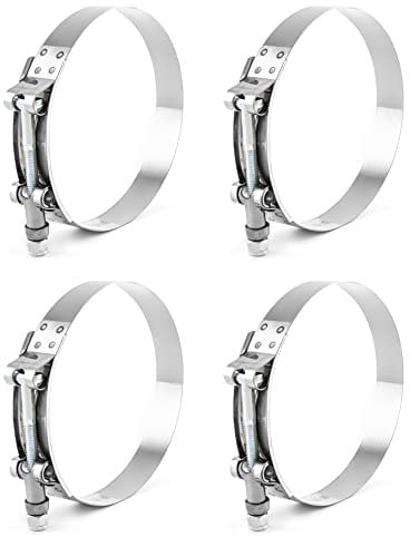 QWORK® 4 Stück Gelenkbolzenschelle, Edelstahl T Bolzen Klemme fur Wagen Abgasanlage, 108mm - 116mm