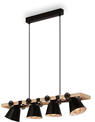 BRILONER - Pendelleuchte mit Drahtschirm, Vintage, E27 Fassung, max. 60 Watt, Hängeleuchte, Hängelampe Esstisch, Esszimmerlampe hängend, Wohnzimmerlampe, Küchenlampe, Retro, 70x17,5x109,5 cm, Schwarz