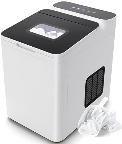 COSTWAY Machine à Glaçons 15 kg en 24h, Glaçons Automatiques Rapide Prêt en 6 Min, Ice Maker avec Nettoyage Automatique Commande Tactile Couvercle en Verre 1,5 L, Blanc/Noir (blanc)