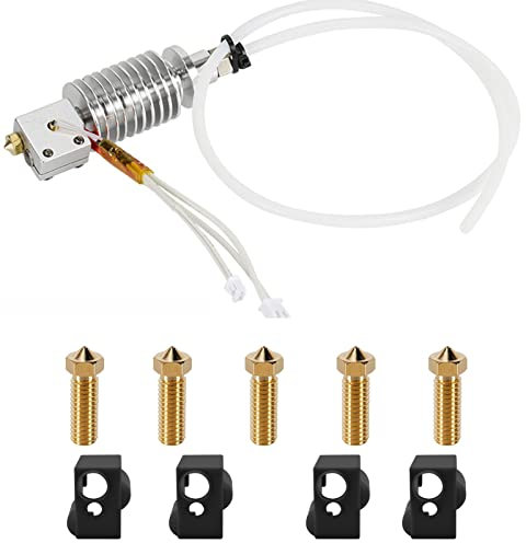 AOMUWKE 3D Drucker Hotend Kit für Vyper, Aluminiumlegierung 24 V V5 J-Kopf Hotend mit 5 Stück 0,4 mm Volcano Düse, 4 Stück Silikon Socken für Anycubic Vyper FDM 3D Drucker
