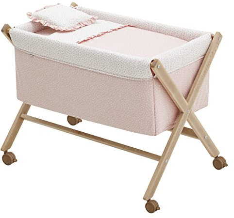 Cambrass - Holzminiwiege x 55x87x74cm Liberty Rosa/Naturfarbe 55x87x74 cm