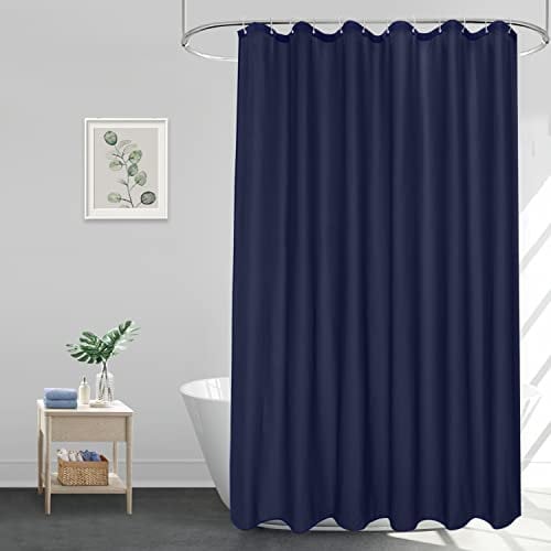 EurCross Duschvorhang Blau 180x200 cm, Wasserdicht Waschbar Anti Schimmel Shower Curtain, Textil Polyester Stoff Badezimmer Vorhang mit 12 Ringen