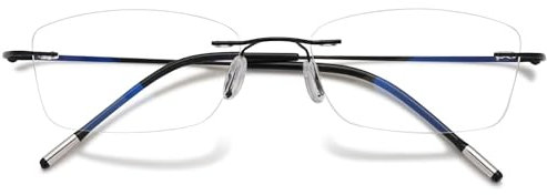 VEVESMUNDO Randlos Titan Lesebrille Anti Blaulicht Ultraleicht Metall Blaulichtfilter Sehhilfe Lesehilfe Brillen Ohne Rahmen für Herren Damen (1 Stück Schwarz, 2.5)