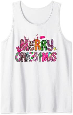 Merry Christmas Plaid léopard rose Débardeur