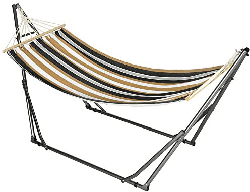Outsunny Hamac de Jardin Pliable étendoir à Linge avec Support incurvé en métal époxy hamac sur Pied 1 Place Charge Max. 120 Kg dim. 270L x 100l x 94Hcm