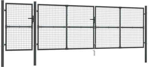 vidaXL Mesh Gartentor, Abschließbare Gartentür Hoftür mit Riegel, Gartenpforte Doppelflügel Tor, Zauntor Zauntür, Anthrazit Verzinkter Stahl