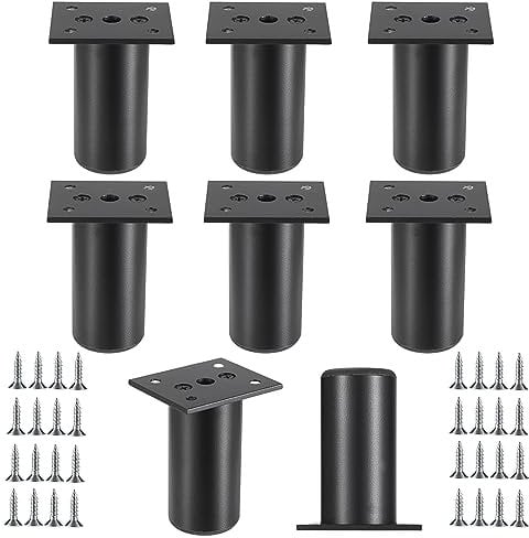 SUMTree 8CM 8 Stück Möbelfüße aus Alulegierung Schrankfüße Beine für Stühle Tisch Schrank Schreibtisch Sofa Möbelbeine mit Schrauben Einfachen Montage Runde(Schwarz)