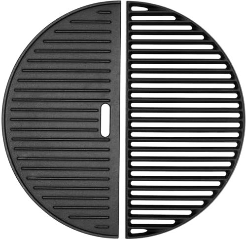 BBQration 18 Half Moon Cooking Grate for Kamado Joe Classic I, II, III, Large Big Green Egg, Half Moon Reversible Griddle for Vision Grill B-11N1A1-Y2A, VGKSS-CC2, Stand-Alone Solo Stove Grill