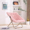 YOTATING Untertassenstuhl, bequemer Kunstpelzstuhl, klappbarer, weicher, pelziger Lounge-Lazy-Stuhl, Metallrahmen, Moon Chair, Akzentstuhl für Schlafzimmer, Schlafsäle, Schlafsäle, Schlafsäle, Rosa
