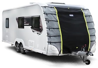 Maypole Universal-Abdeckung für Wohnwagen mit Vorzeltkanal, Breite 225-245 cm, hochwertiges wasserdichtes Material