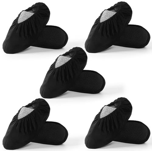WUFANC Schuhüberzieher Mehrweg - Überzieher Schuhe Rutschfeste und Verschleißfeste, Waschbar in Maschine - Überschuhe für Verschiedene Orte wie im Haushalt 5 pairs of shoe covers (5 Paar, Schwarz)