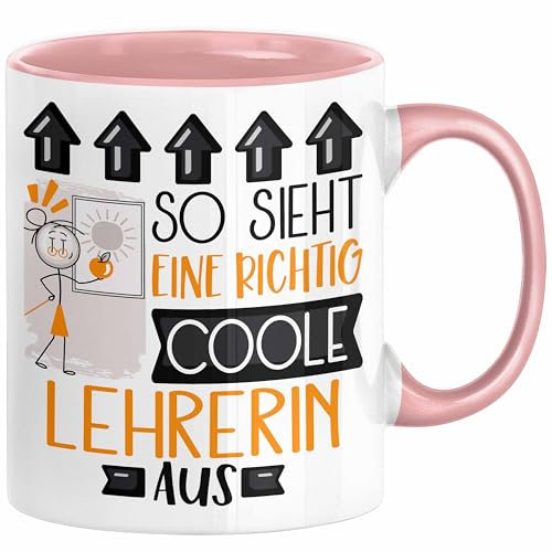 Lehrerin Geschenk Tasse Lustig Geschenkidee für Lehrerin Geburtstag So Sieht Eine Richtig Coole Lehrerin Aus Frauen Spruch Abschiedsgeschenk Abschied (Rosa)