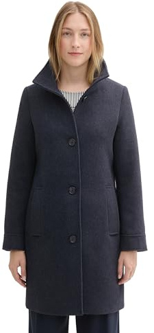 TOM TAILOR Damen Mantel mit Stehkragen,35927 - Navy Melange Twill Structure, XXXL