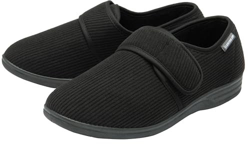 DUNLOP Mens Touch Fastening Slippers – Black – UK 10