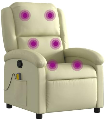 vidaXL Massagesessel Relaxsessel Echtleder Creme