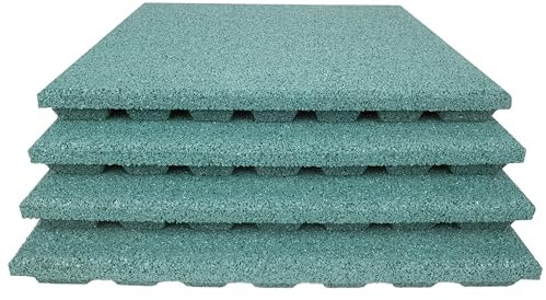 TOPRUBBER 4x Fallschutzplatten 50x50x4 cm Grün Gummiplatten Spielplatzmatten