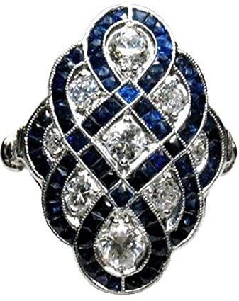 Damen Verlobungsring mit Saphir und weißem Diamant Professional und Fashion