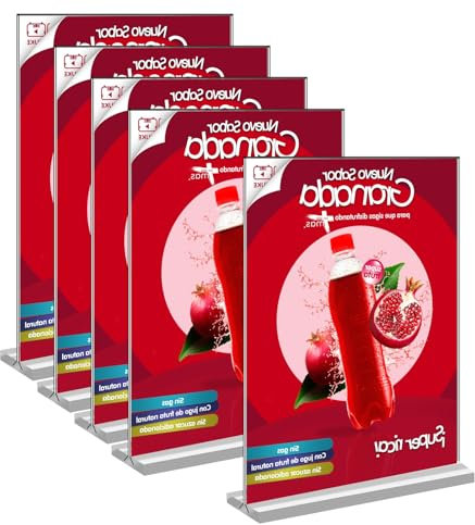 Rebanky 5 Stück Acryl Tischaufsteller A5 Set mit T-Ständer – Doppelseitig Transparent Schilderhalter Acryl A5 Menükartenhalter für Restaurant Café Büro (21x14,8cm DIN A5)