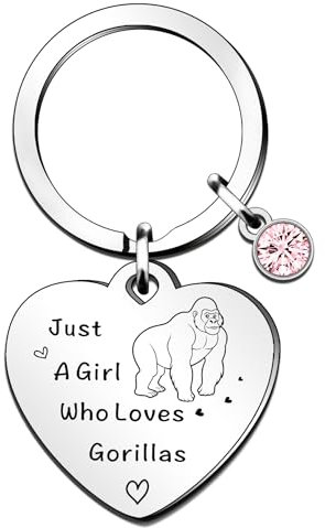 QMVMV Porte-clés amusant en forme de gorille, cadeau pour les amoureux des animaux, cadeau Just A Girl Who Loves Gorilles Lover Cadeau pour femmes et filles, Who Loves Gorilles, Argenté., Taille