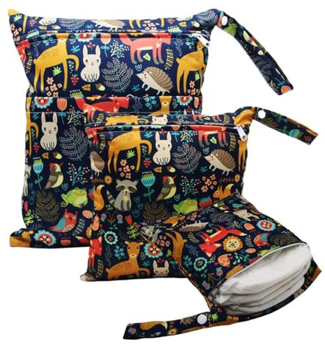 FYting 3 Stück Wetbag,Wetbag Kindergarten,Nasstasche,Windeltasche für Unterwegs,Wiederverwendbarer, Wasserdicht, mit Reißverschluss, zum Schwimmen, Camping, Reisen, Fitness, Strand (Giraffe)