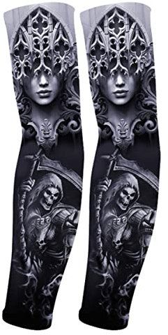RU-X Mangas para Brazos con Ttuaje,Mangas para Brazos Protección Sol o Frio,Manguitos Ciclismo Hombre Mujer para Golf,Deportes,Bicicleta,Portero