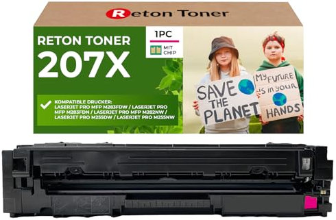 [Mit Original-Chip | wiederverwendet] Reton Toner kompatibel für HP 207A 207X W2213X Magenta für HP Color Laserjet Pro MFP M255dw M255nw M282nw M283fdn M283fdw | Keine UPDATEPROBLEME
