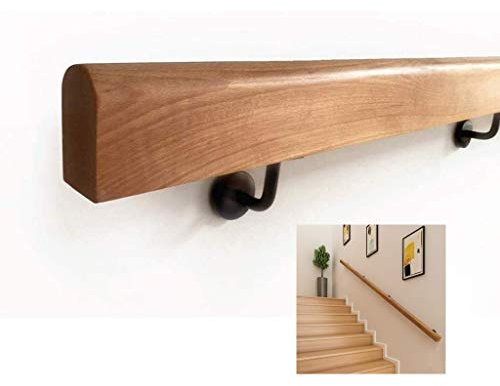 ZMAZHANG Handläufe für Treppengeländer, natürliches Treppengeländer aus Holz, 1 bis 20 Fuß. Professionelles, rutschfestes Kiefernholz-Handlauf-Komplettset, an der Wand montierte Geländer für Haus, Ga