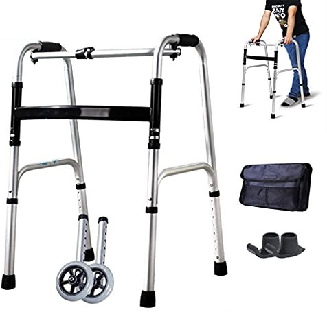 CVNIMV Gehgestell Rollator Walker mit Rädern Gehhilfe für ältere Menschen Faltbare Höhenverstellbare Hilfe für eingeschränkte Mobilität Trainer für die unteren Gliedmaßen Sehns