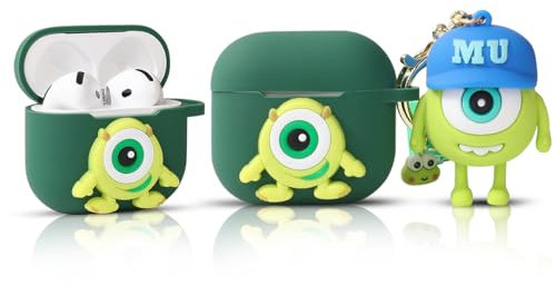 LEWOTE Compatibile con Apple AirPods 4 custodia protettiva divertente con simpatico cartone animato con portachiavi bambola (Mike)