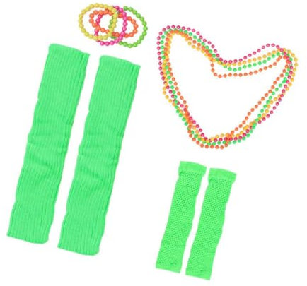 VALICLUD Neon Schmuckset Mit Armbändern Fingerlosen Netz-handschuhen Und Beinärmeln Für Party Bunte Kostümaccessoires Hellgrün