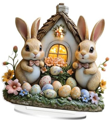 Harilla Acryl-Hase, Tischdekoration, Osterdeko, einzigartig, Desktop-Ornament, flaches Schild für Kamin zu Hause