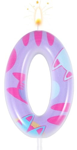 Cat Themed Birthday Number Candle, Cartoon Dollhouse Kitten Birthday Decorations Kitty Cat Numeral Cupcake Candle Cake Topper Decorations Birthday Party Supplies for Girls Boys (Number 0)