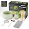 7PCS Matcha kit ceremonie japonais, Cuillère en bambou, pelle en bambou, Porte-Fouet, Coffret matcha pour la cérémonie du thé, la boisson (Open Grey-Green, BAMBOO)