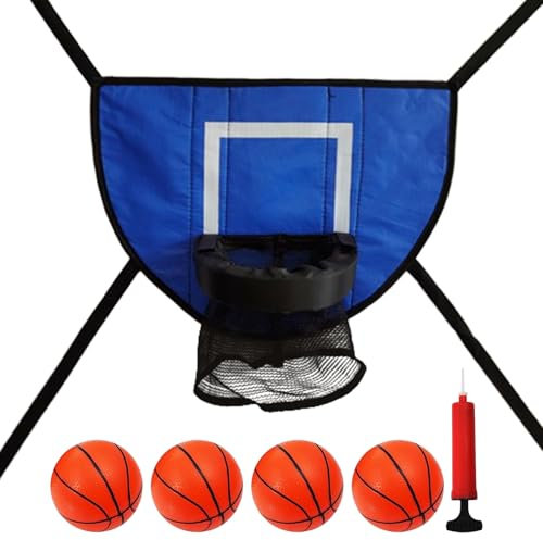 Trampolin Basketballkorb, Basketball -Hoop Für Trampolin Im Freien, Weiches Basketballtor Trampolins Mit 4 Basketball Und 1 Pumpe, Für Innen Und Außenbereich
