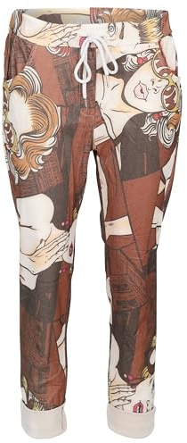 Malito - Damen Sweatpants - Sommerhose aus Baumwollmix - leichte Freizeithose - Jogpants Unifarben/Pop Art SP500 - One Size