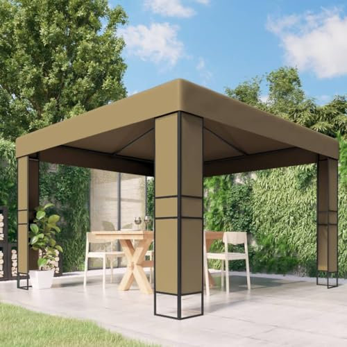 Event Pavillon mit Doppeldach, Pergola für Partys, Treffen, Grillabende, Campingplätze, Hoher UV- Schutz, 300 x 300 x 273 cm, Stahl, Stoff (100% Polyester)