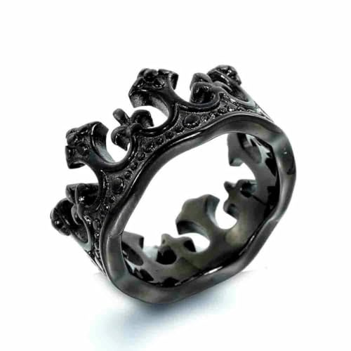 fycouyee Creative Men's Crown Rings Cross pattern stainless steel jewelry