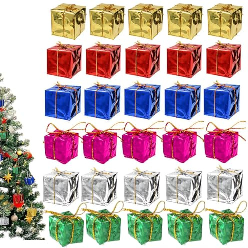 UIEXAY 30 Deko Geschenkpäckchen bunt mit Schleife Weihnachten Dekoration Christbaum Tannenbaum Schmuck,weihnachten deko