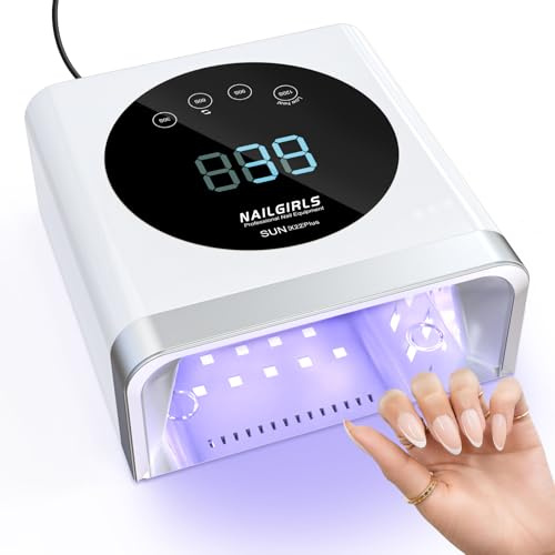 Nailgirls Lampada UV LED per Unghie, 150W Portatile, Display LCD, 4 Timer, Sensore Automatico, per Manicure e Pedicure